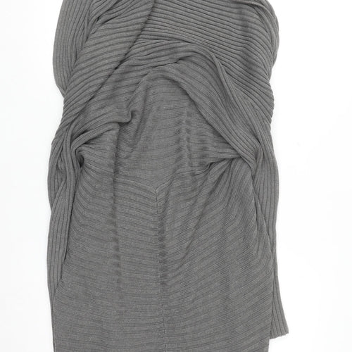 Phase Eight Women Grey Size 12 Open Knit Long Cardigan