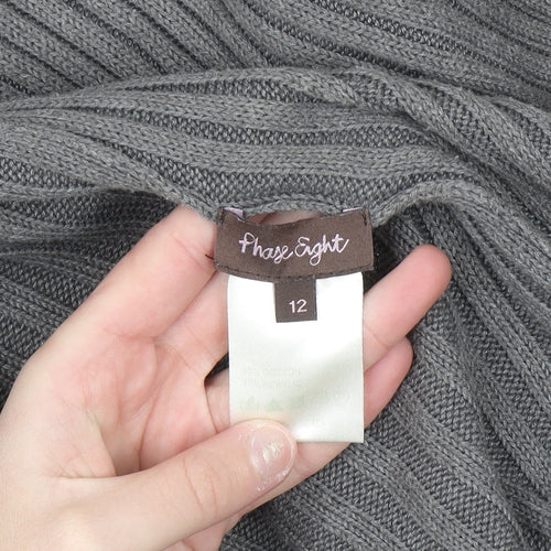 Phase Eight Women Grey Size 12 Open Knit Long Cardigan