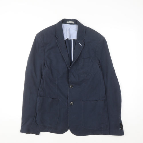 Pull & Bear Women Navy Blue Slim Fit Single-Breasted Blazer Size 12