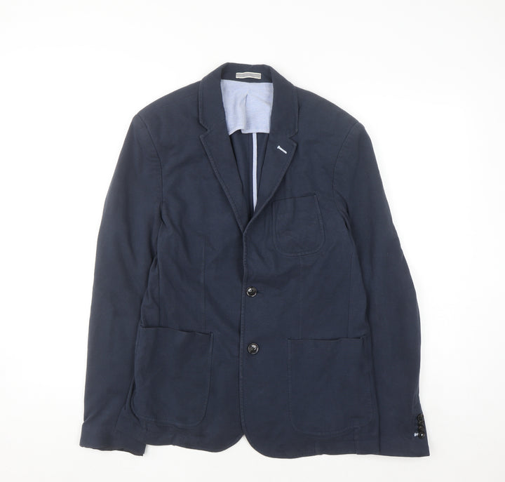 Pull & Bear Women Navy Blue Slim Fit Single-Breasted Blazer Size 12