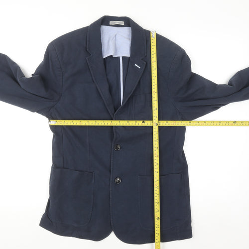 Pull & Bear Women Navy Blue Slim Fit Single-Breasted Blazer Size 12