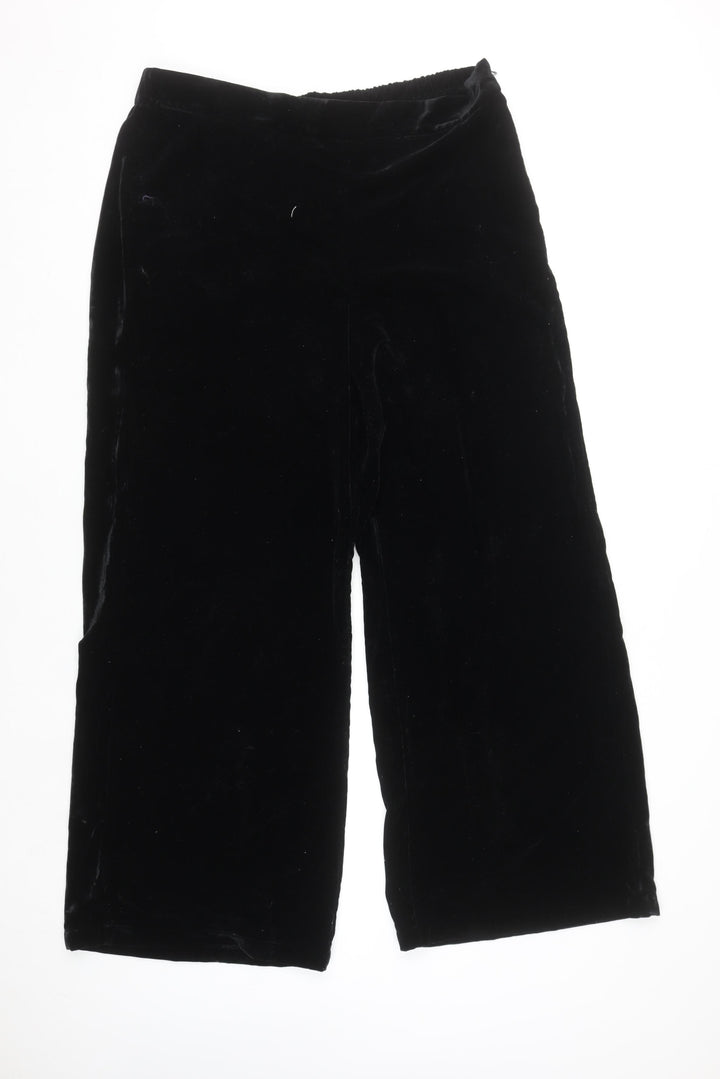 Wynne Collection Womens Black Velvet Wide-Leg Trousers XL
