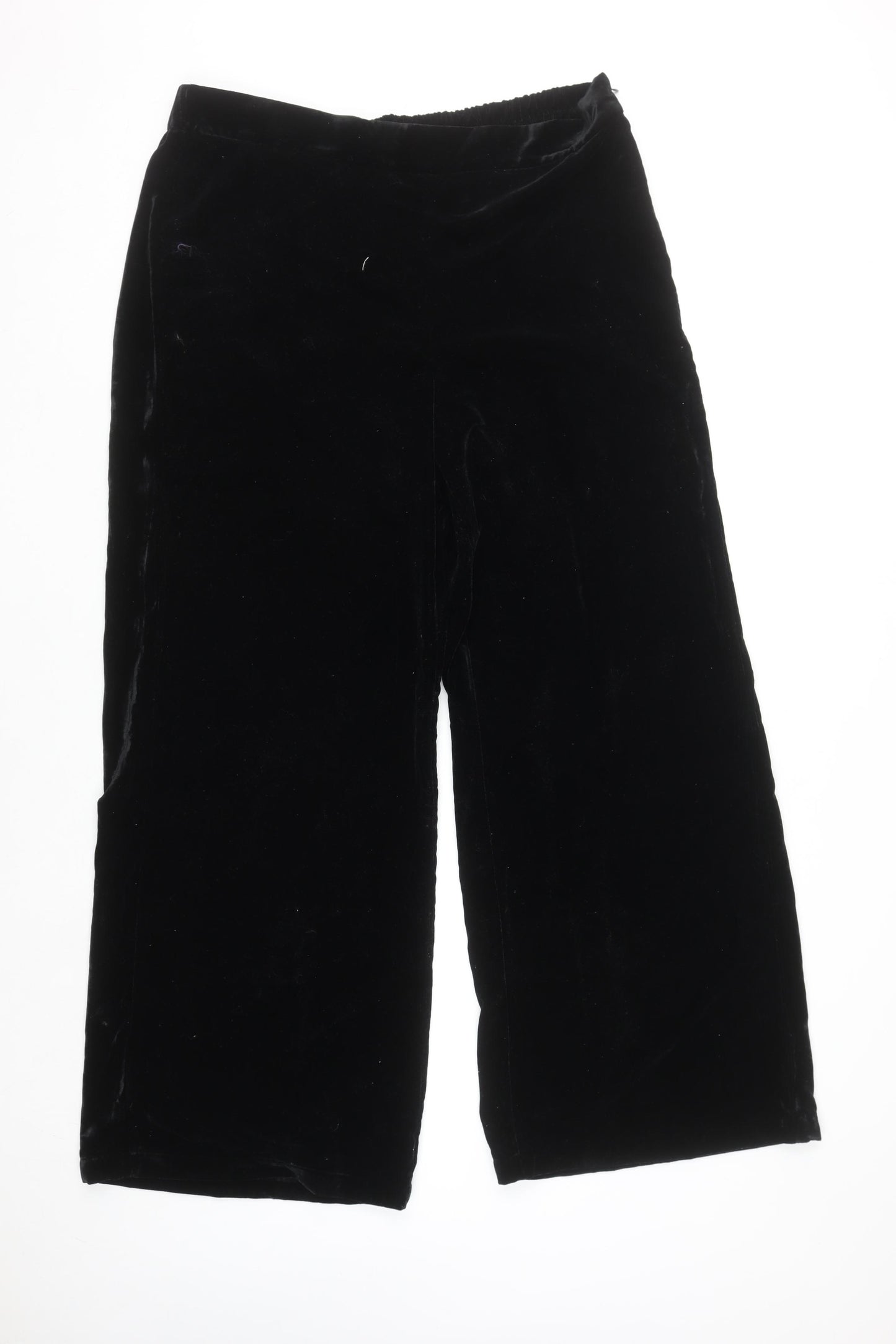 Wynne Collection Womens Black Velvet Wide-Leg Trousers XL