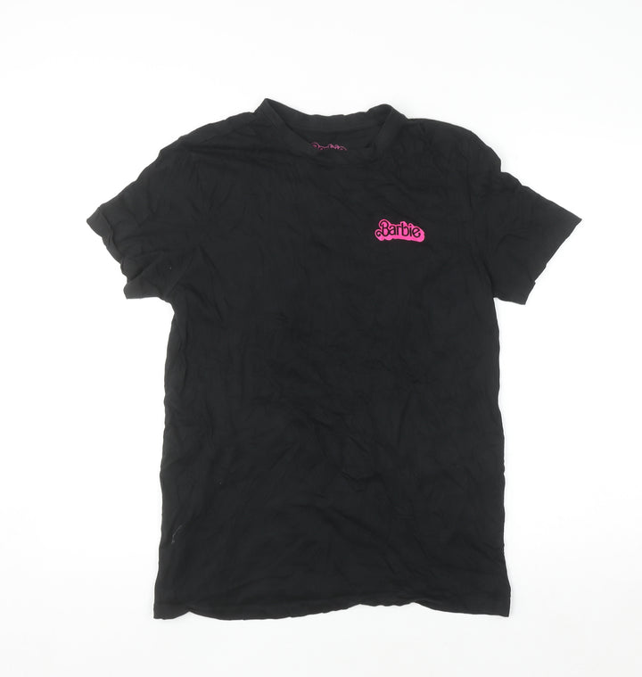 Barbie Womens Black Cotton T-Shirt Small Short Sleeve Movie Print