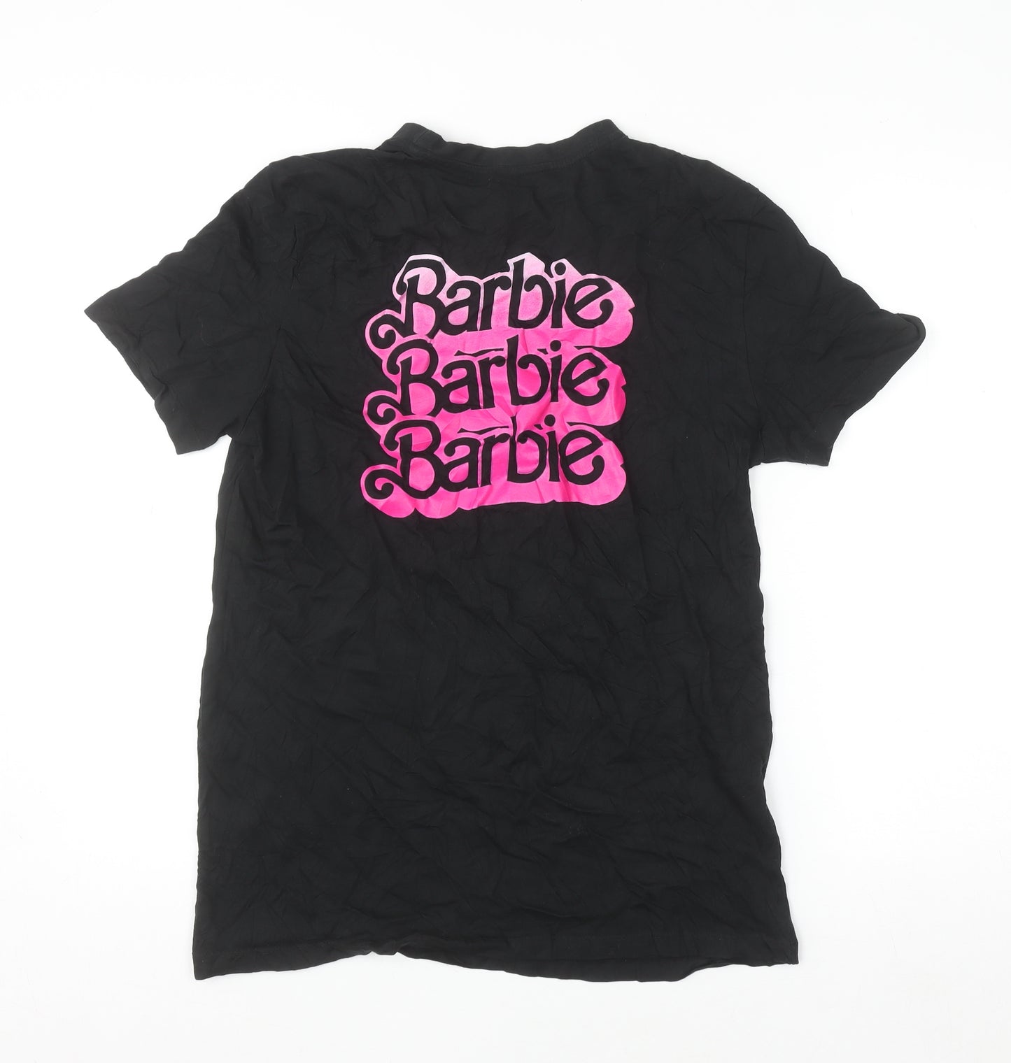 Barbie Womens Black Cotton T-Shirt Small Short Sleeve Movie Print