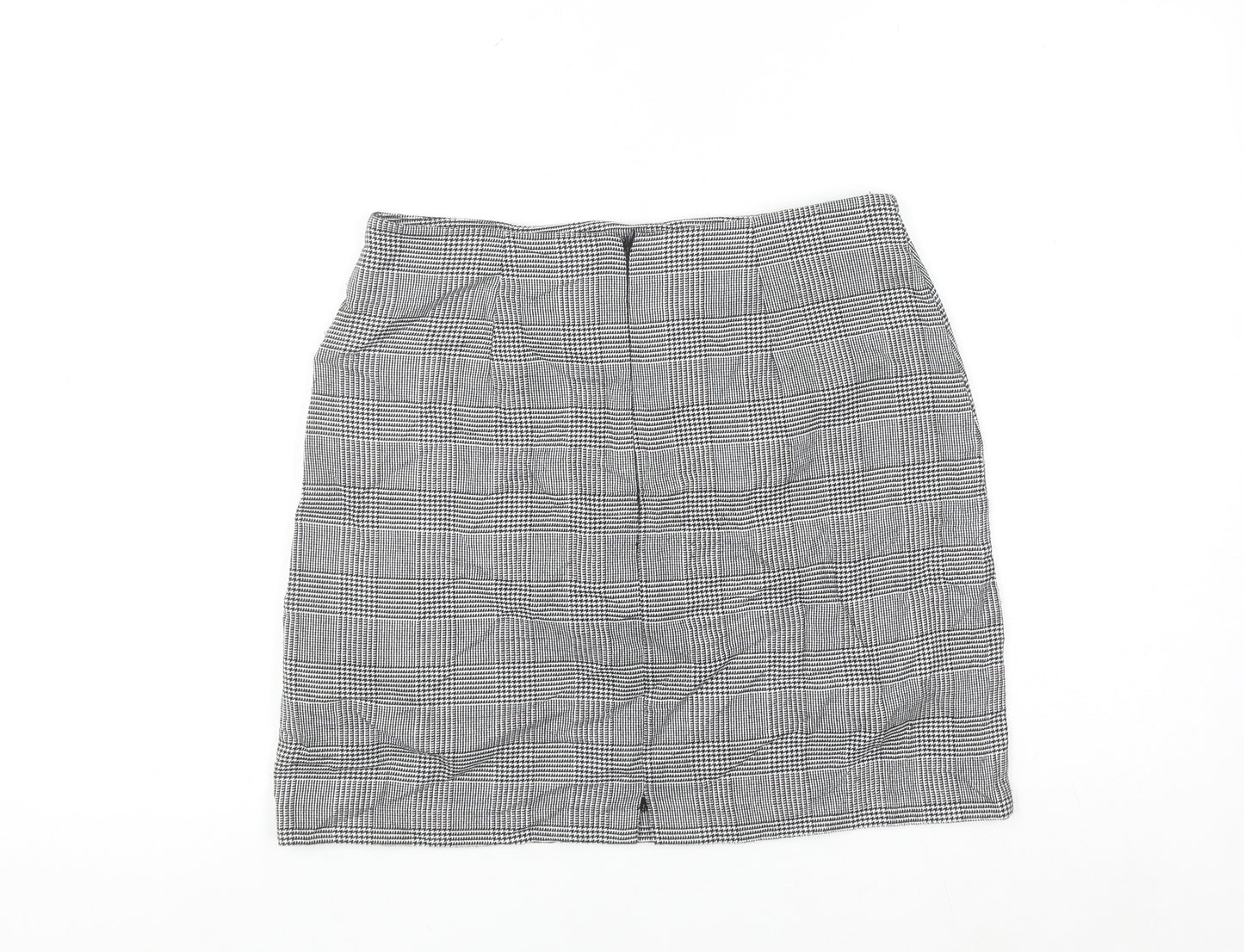 New Look Women’s Black Check Pencil Skirt Size 10 Stretch Business