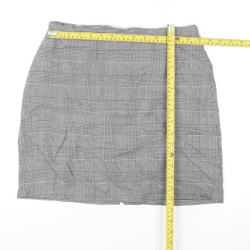 New Look Women’s Black Check Pencil Skirt Size 10 Stretch Business