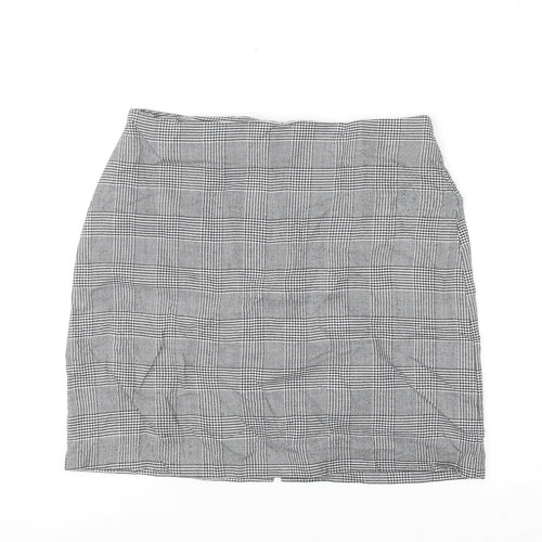 New Look Women’s Black Check Pencil Skirt Size 10 Stretch Business