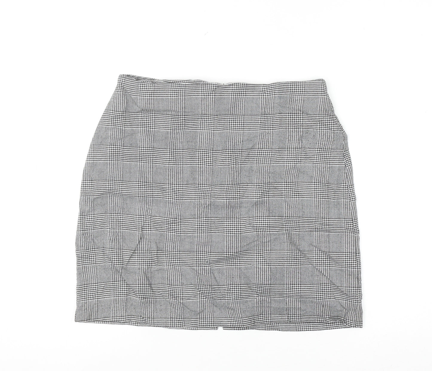 New Look Women’s Black Check Pencil Skirt Size 10 Stretch Business