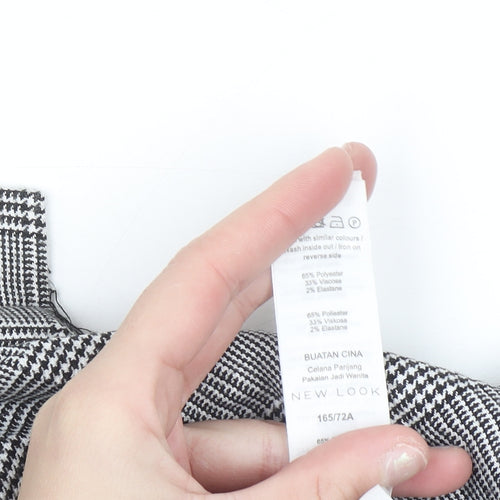 New Look Women’s Black Check Pencil Skirt Size 10 Stretch Business