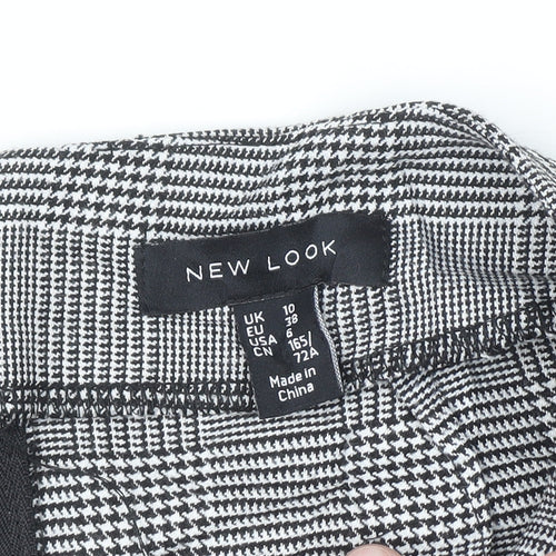 New Look Women’s Black Check Pencil Skirt Size 10 Stretch Business