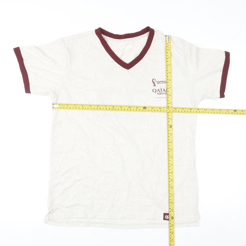 Qatar Airways Men’s Beige V-Neck Sports T-Shirt Small