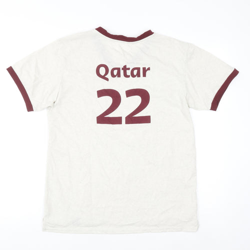 Qatar Airways Men’s Beige V-Neck Sports T-Shirt Small
