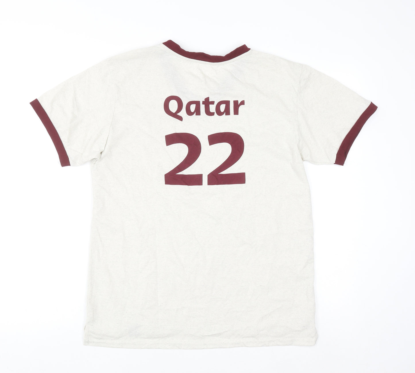 Qatar Airways Men’s Beige V-Neck Sports T-Shirt Small