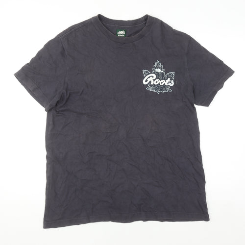 Roots Womens Black Cotton Short Sleeve T-Shirt M