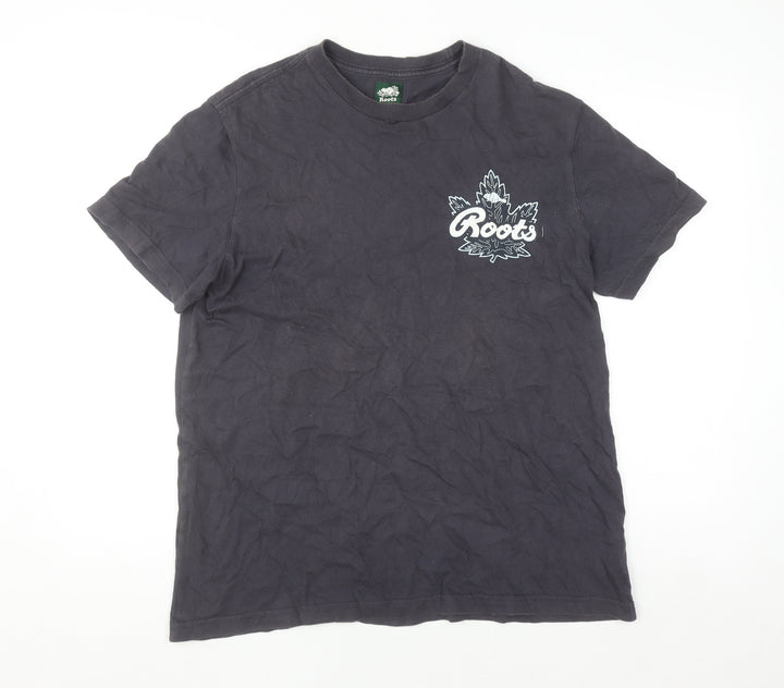 Roots Womens Black Cotton Short Sleeve T-Shirt M