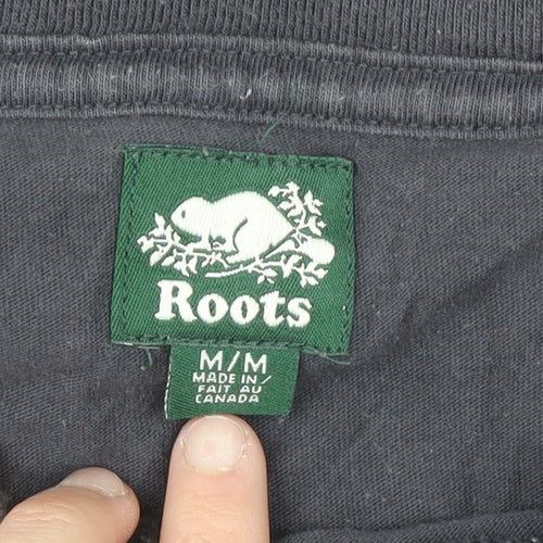 Roots Womens Black Cotton Short Sleeve T-Shirt M