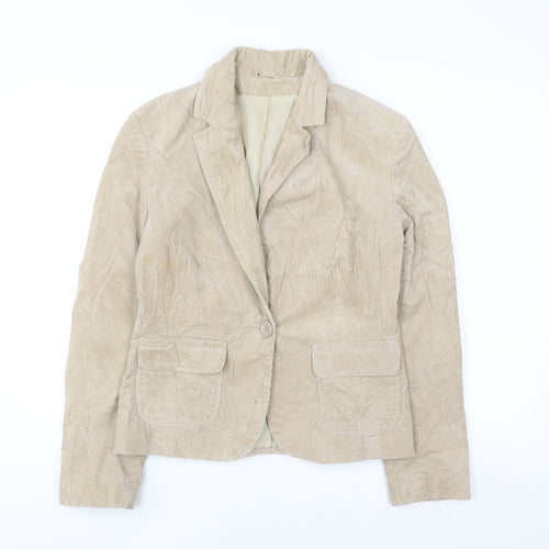 New Look Women Beige Corduroy Blazer UK 12 Business Casual