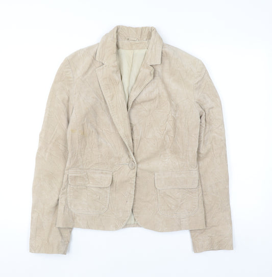 New Look Women Beige Corduroy Blazer UK 12 Business Casual