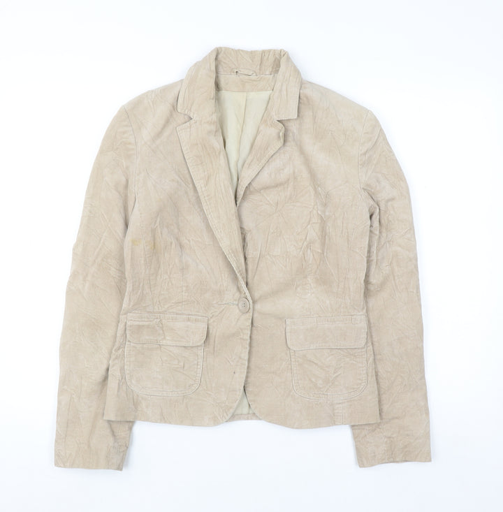 New Look Women Beige Corduroy Blazer UK 12 Business Casual