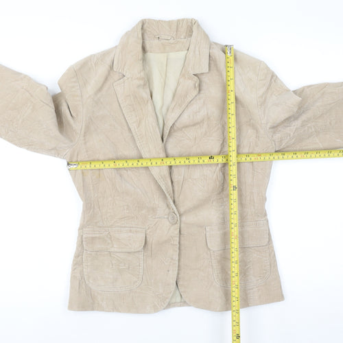 New Look Women Beige Corduroy Blazer UK 12 Business Casual