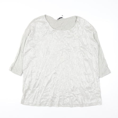 Marks and Spencer Womens Silver Sequin 3/4 Sleeve T-Shirt Size 18