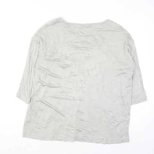 Marks and Spencer Womens Silver Sequin 3/4 Sleeve T-Shirt Size 18