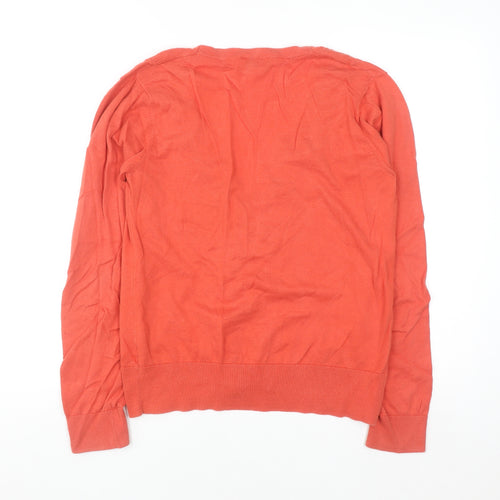 Tom Tailor Women Coral Cardigan XL V-Neck Ruffle Long Sleeve Cotton Knit