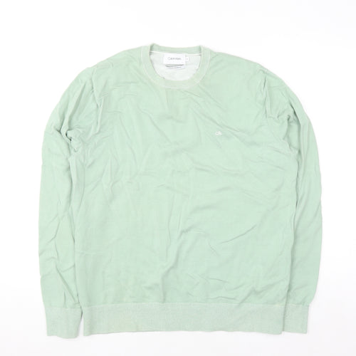 Calvin Klein Men's Green Cotton Silk Crew Neck Jumper XL