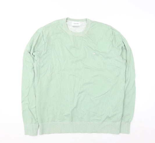 Calvin Klein Men's Green Cotton Silk Crew Neck Jumper XL