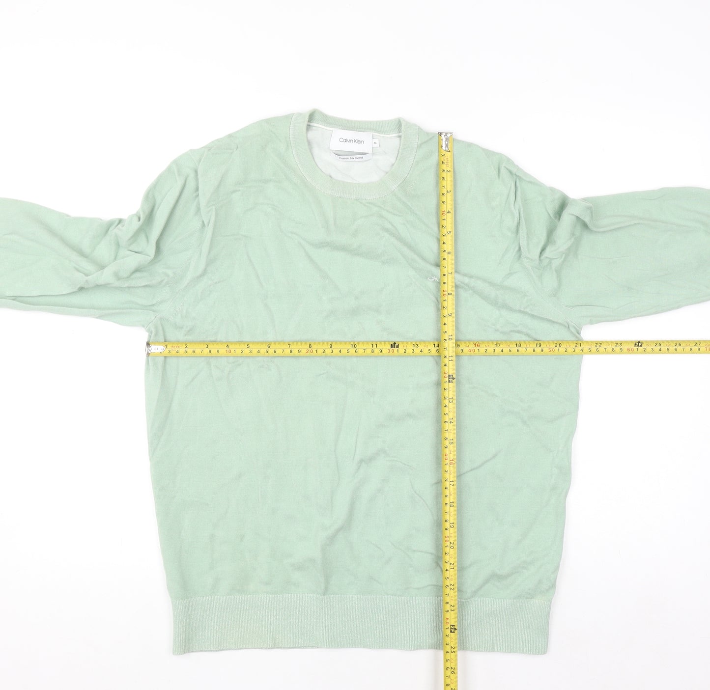 Calvin Klein Men's Green Cotton Silk Crew Neck Jumper XL