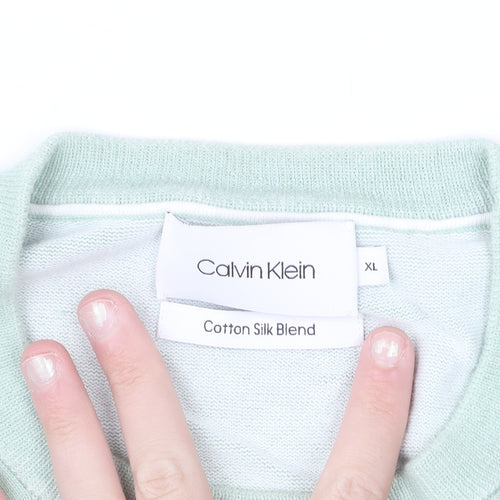 Calvin Klein Men's Green Cotton Silk Crew Neck Jumper XL