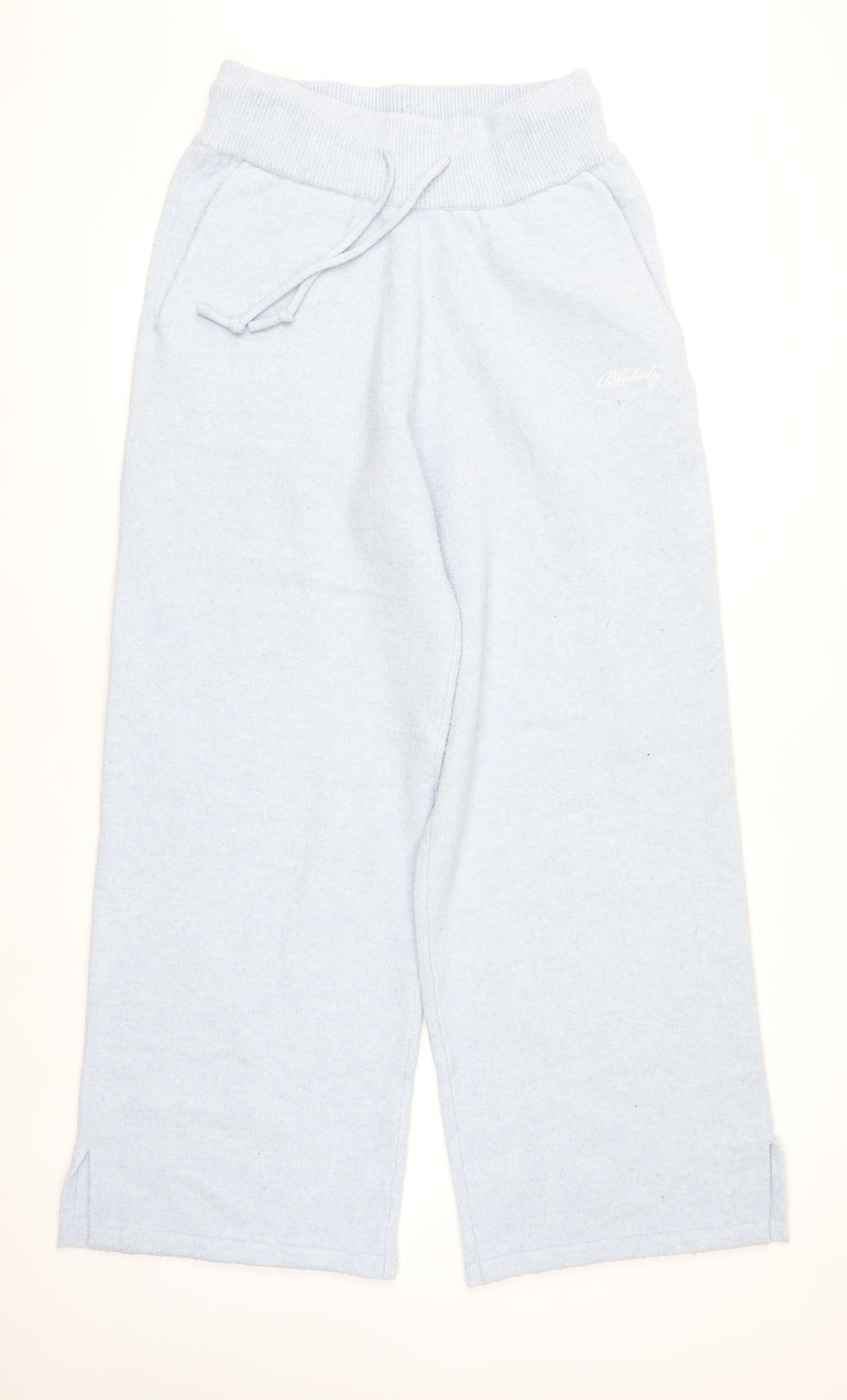 Blakely Women Blue Knit Wide-Leg Sweatpants L Elastic Waist