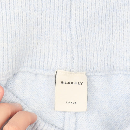 Blakely Women Blue Knit Wide-Leg Sweatpants L Elastic Waist