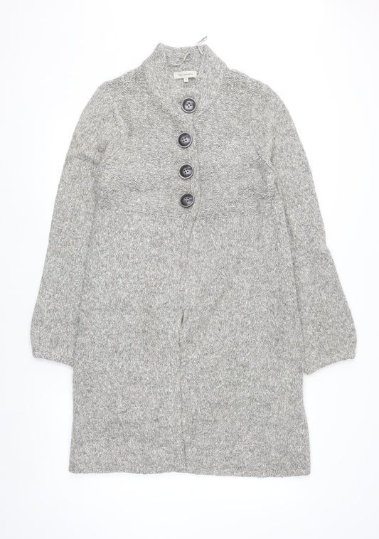 Rocha.John Rocha Women Grey Button Cardigan Size 14 Long Knit Alpaca Blend