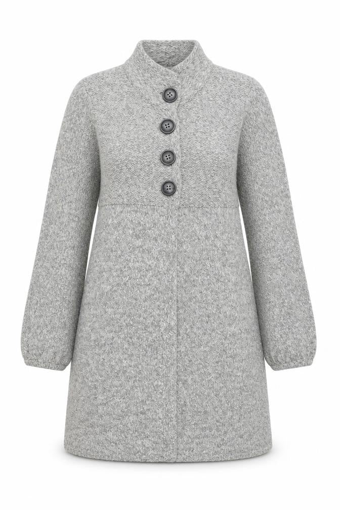 Rocha.John Rocha Women Grey Button Cardigan Size 14 Long Knit Alpaca Blend