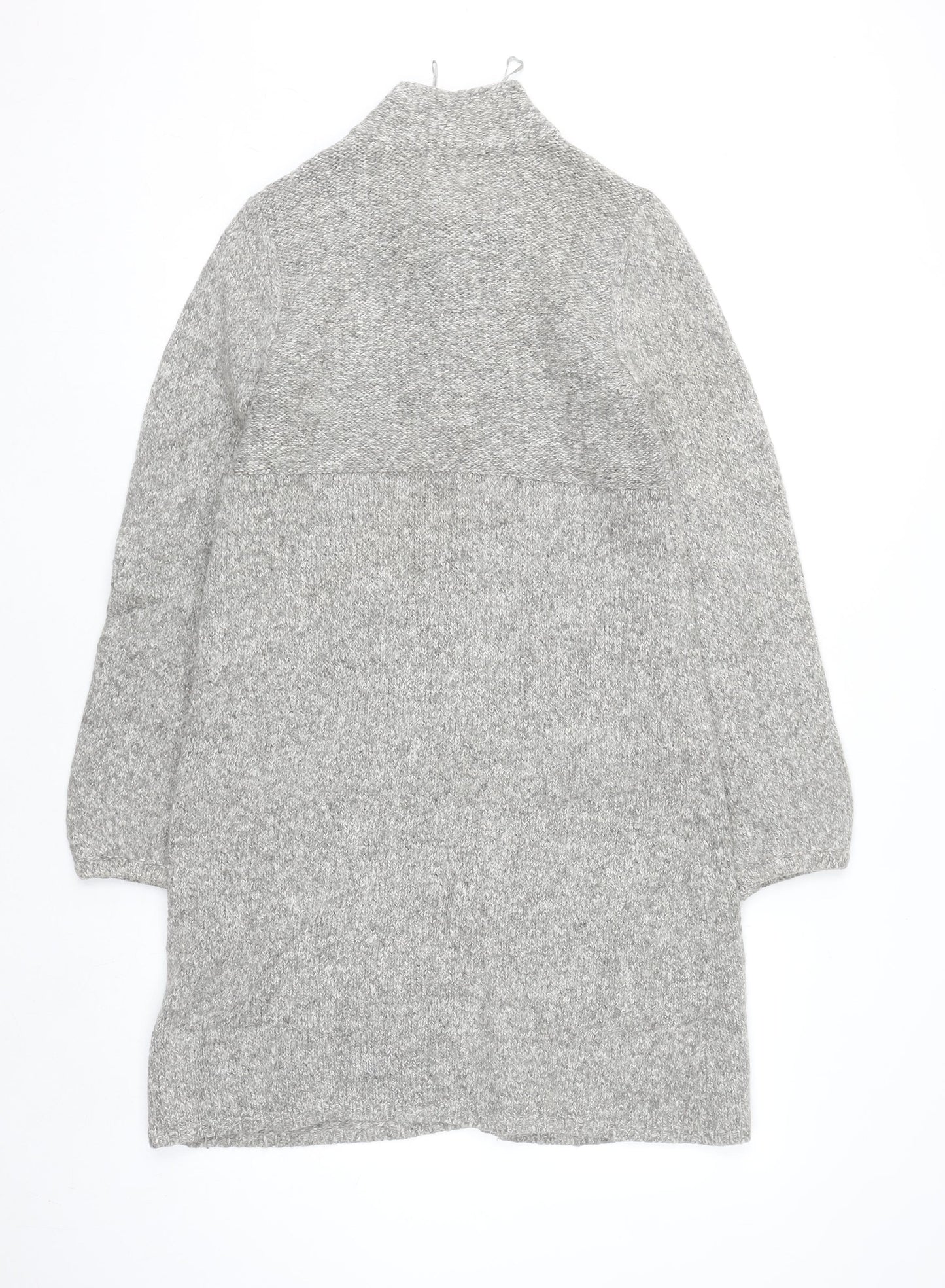 Rocha.John Rocha Women Grey Button Cardigan Size 14 Long Knit Alpaca Blend