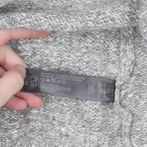 Rocha.John Rocha Women Grey Button Cardigan Size 14 Long Knit Alpaca Blend