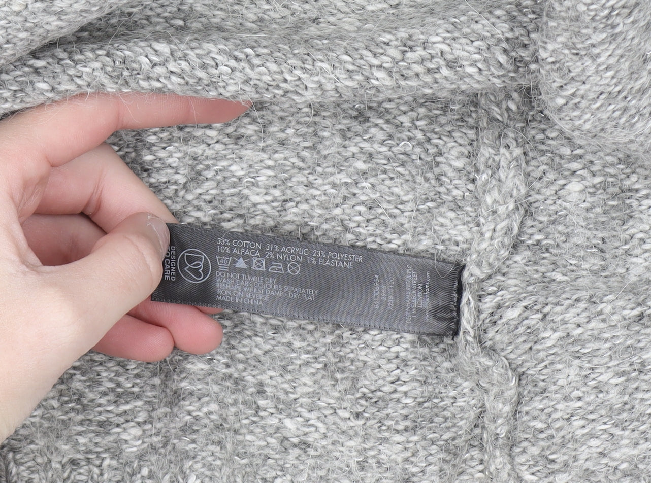 Rocha.John Rocha Women Grey Button Cardigan Size 14 Long Knit Alpaca Blend
