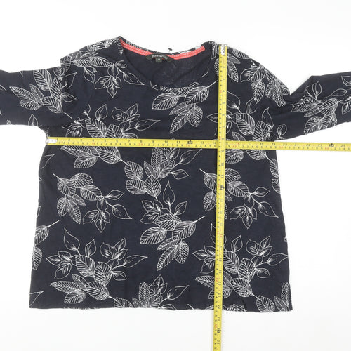 Bonmarché Women's Blue Floral Cotton 3/4 Sleeve T-Shirt Size 14