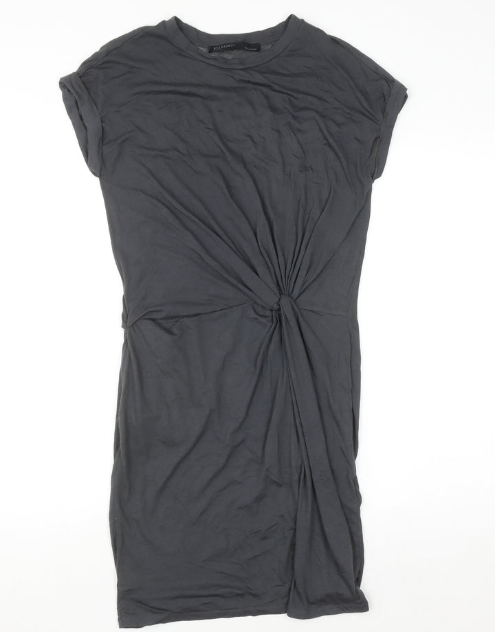 AllSaints Womens Grey XS Jersey Knot T-Shirt Dress