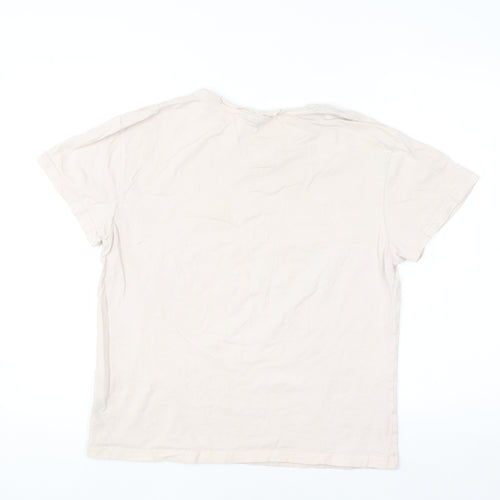 Lilylane London Women Beige Basic Cotton Short Sleeve T-Shirt Small