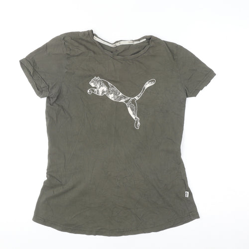 Puma Women's Green Short Sleeve Crew Neck Cotton T-Shirt M
