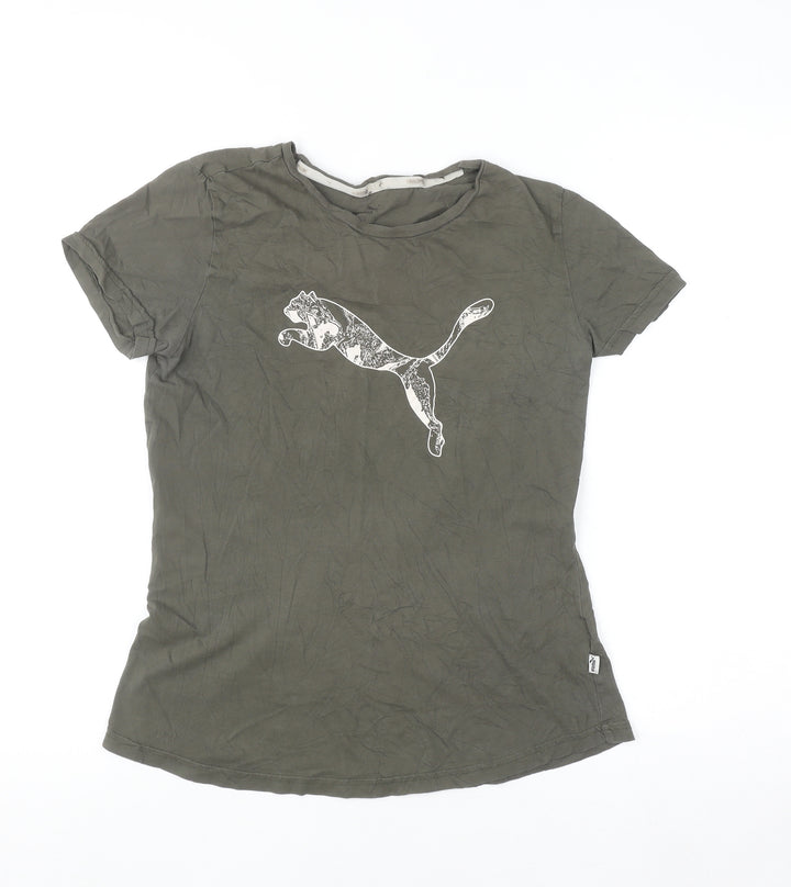 Puma Women's Green Short Sleeve Crew Neck Cotton T-Shirt M