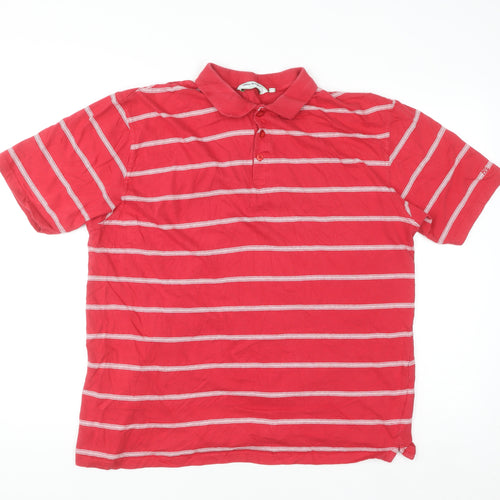 James Pringle Golf Red Striped Cotton Polo Shirt Men's XL