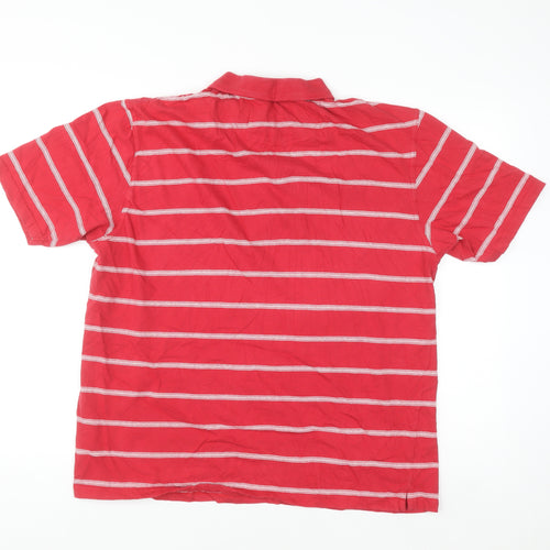 James Pringle Golf Red Striped Cotton Polo Shirt Men's XL