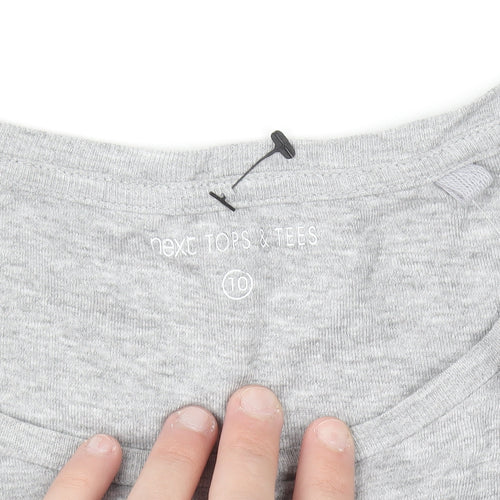 Next Womens Grey Lace Shoulder Long Sleeve Cotton T-Shirt UK 10