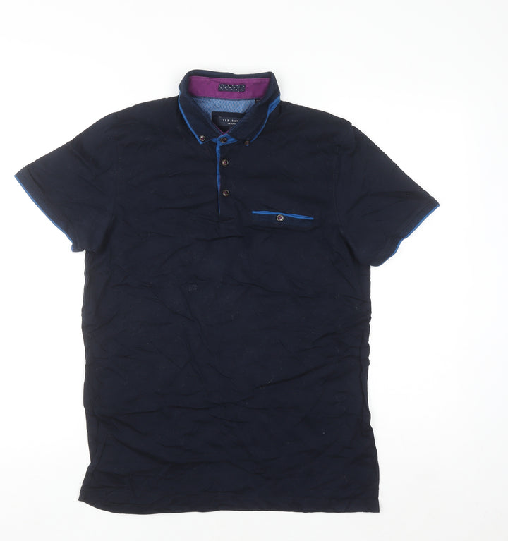 Ted Baker Men's Blue Slim Fit Short Sleeve Button-Up Shirt Size M