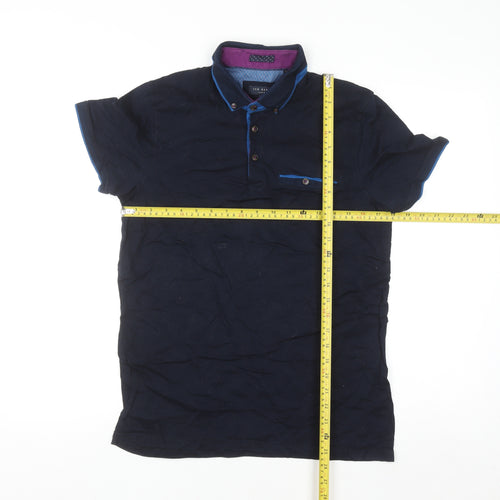 Ted Baker Men's Blue Slim Fit Short Sleeve Button-Up Shirt Size M