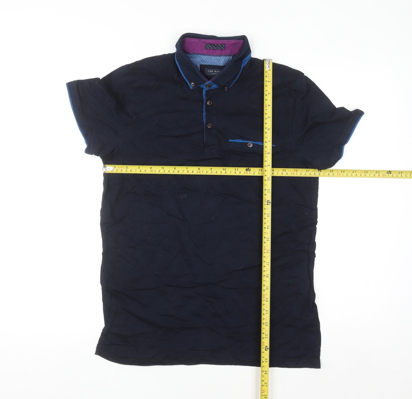 Ted Baker Men's Blue Slim Fit Short Sleeve Button-Up Shirt Size M